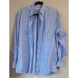 EUC Michael Kors Mens Dress Shirt Long Sleeve Striped Blue Large Career Button
